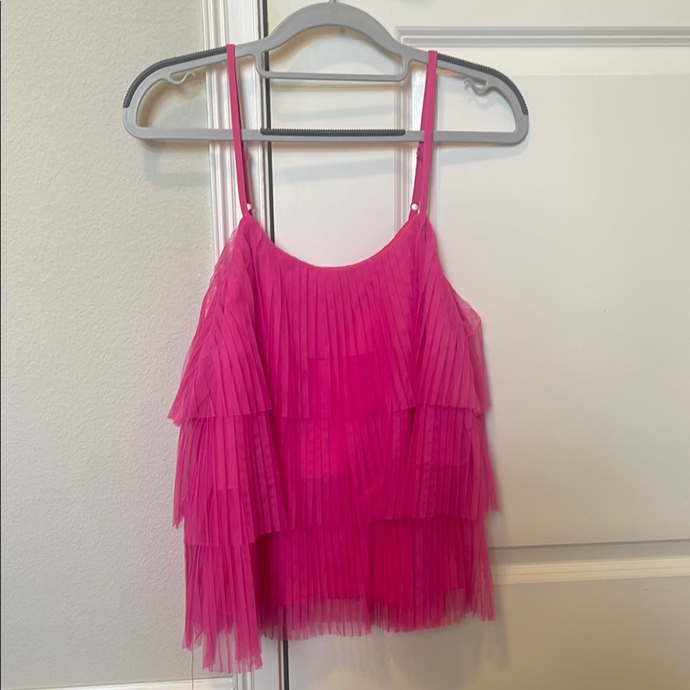 Pink Layered Pleated Tank Top